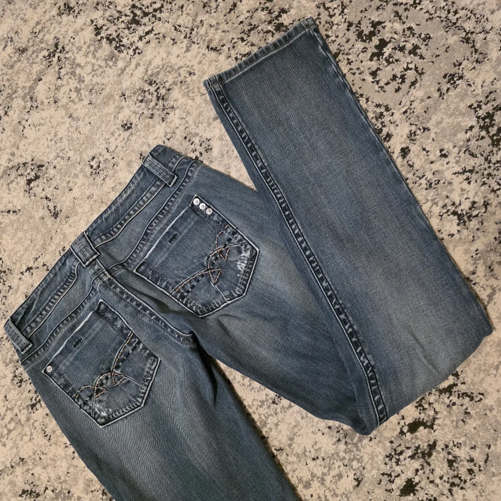Miss Me Y2K Lowrise Bootcut Denim Womens Size 28 Distressed
